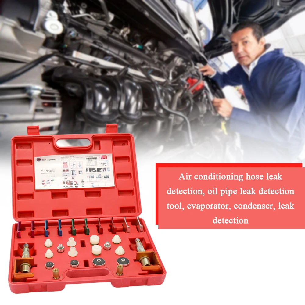 Universal A/C Leak Testing Detector Tool A/C System Repair Tool Flush Fitting Adapter Kit
Universal A/C Leak Testing Detector Tool A/C System Repair Tool Flush Fitting Adapter Kit