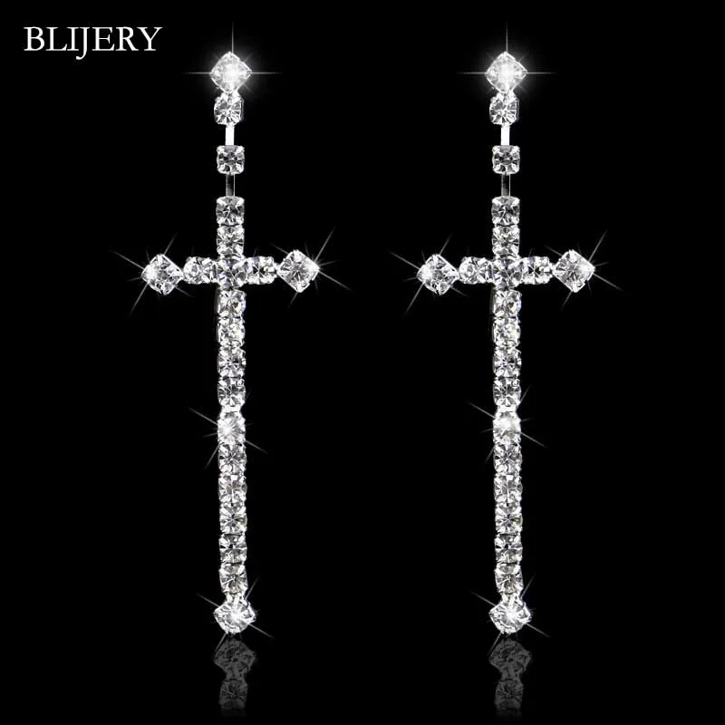 BLIJERY Silver Color Cross Shape Rhinestone Long Earrings for Women Sparking Crystal Dangle Drop Earrings Bridal Wedding Jewelry
BLIJERY Silver Color Cross Shape Rhinestone Long Earrings for Women Sparking Crystal Dangle Drop Earrings Bridal Wedding Jewelry
