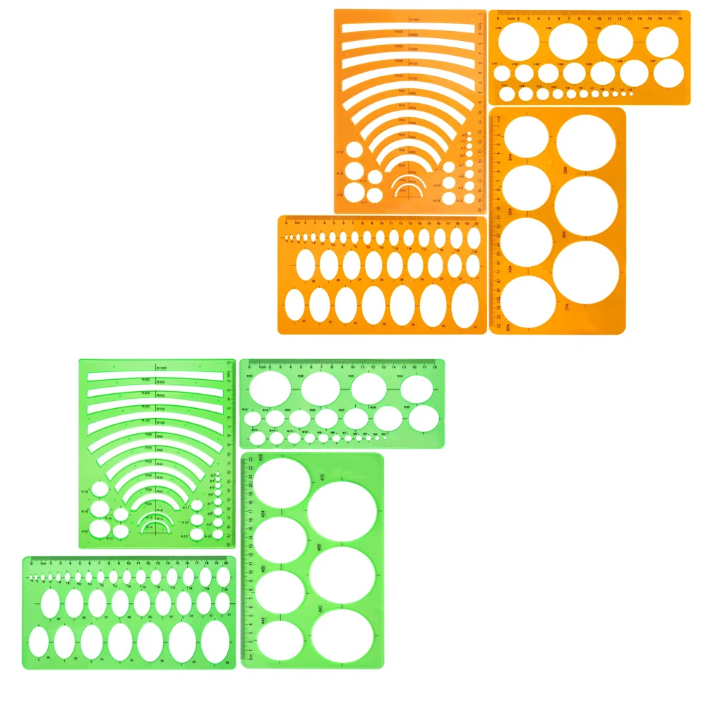 XRHYY 4 Pcs Orange And Green Template Plastic Rulers Circle Oval Circle Radius Drawing Templates for Office And School Supplies
XRHYY 4 Pcs Orange And Green Template Plastic Rulers Circle Oval Circle Radius Drawing Templates for Office And School Supplies