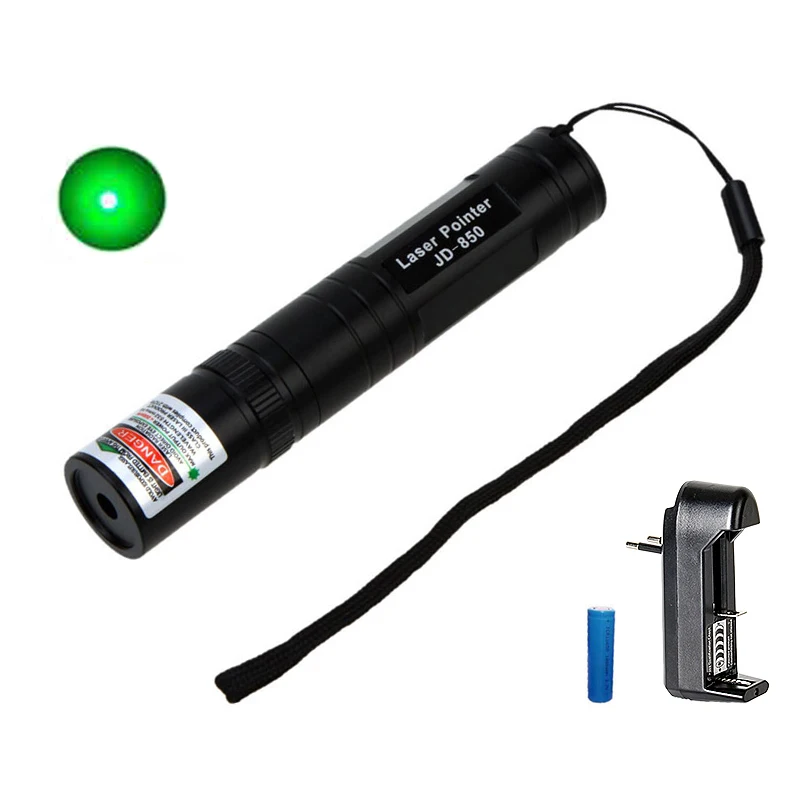 

Green Laser Pointer JD-850 High Power 5MW 532nm Flashlight Bright Single Point Lazer Pen + 16340 Battery + Charger
