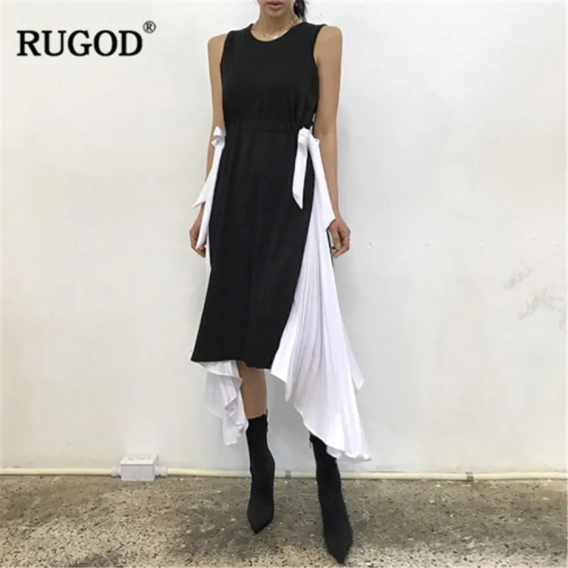 RUGOD Patchwork elegant women dress side special design sleeveless v neck mid-calf black and white fashion women vestido
RUGOD Patchwork elegant women dress side special design sleeveless v neck mid-calf black and white fashion women vestido