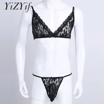 2Pcs/Set Sissy Gay Men Underwear Lingerie Bra Top with G-string Jockstrap Tanga Hombre Thong Floral Lace Sleepwear Sissy Panties
2Pcs/Set Sissy Gay Men Underwear Lingerie Bra Top with G-string Jockstrap Tanga Hombre Thong Floral Lace Sleepwear Sissy Panties