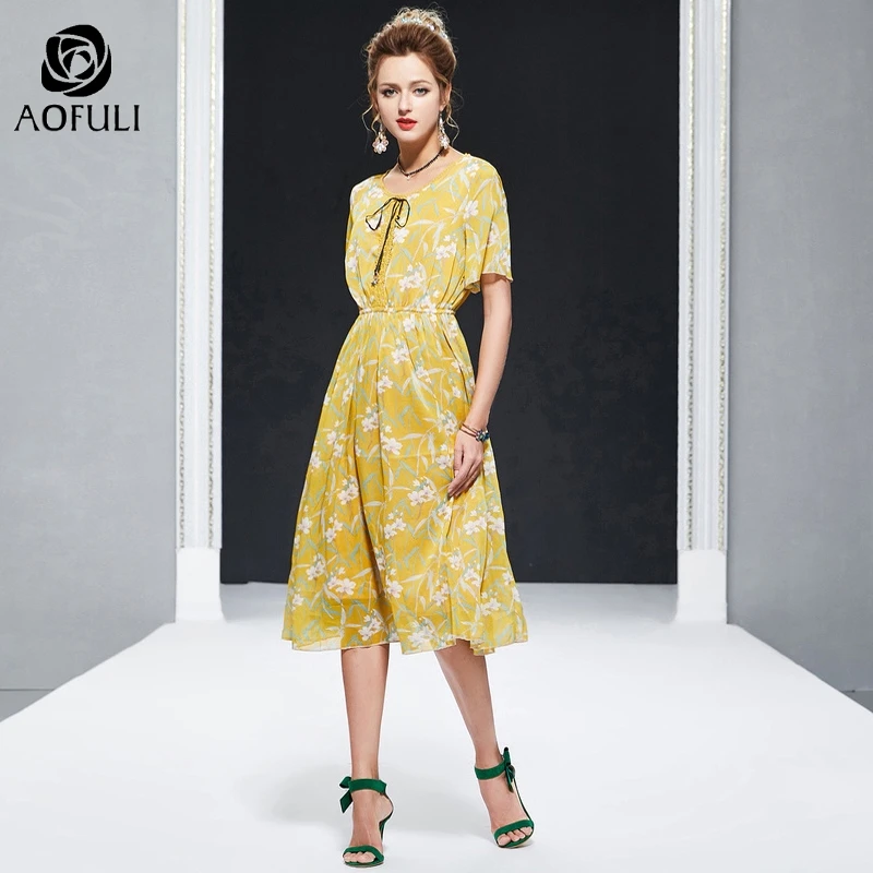 AOFULI L- 4XL 5XL Bohemian Chiffon Midi Dress Summer Floral Print Flare Sleeve Mid-calf Length Big Size Lady Brand Clothes A4018
AOFULI L- 4XL 5XL Bohemian Chiffon Midi Dress Summer Floral Print Flare Sleeve Mid-calf Length Big Size Lady Brand Clothes A4018