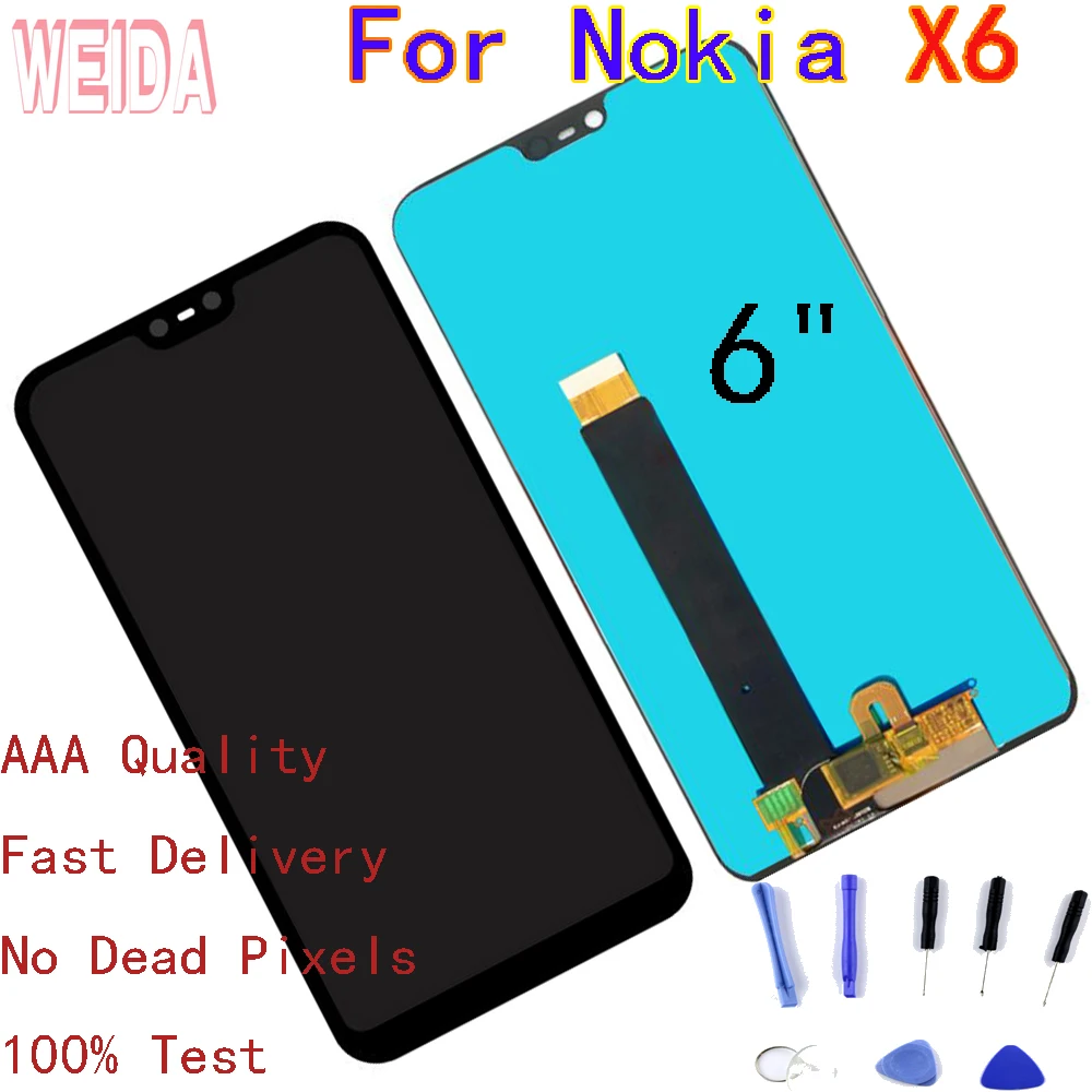 WEIDA 6" For Nokia X6 LCD Display Touch Screen Digitizer Assembly Nokia 6.1 Plus Display with Tool
WEIDA 6" For Nokia X6 LCD Display Touch Screen Digitizer Assembly Nokia 6.1 Plus Display with Tool