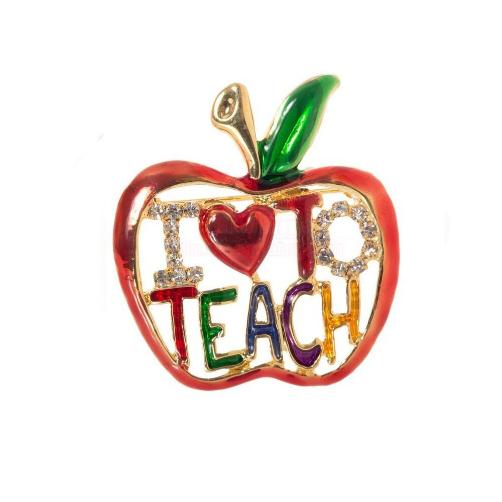 50pcs/lot Cute Rhinestone Letter I LOVE TO TEACH Brooch Crystal Apple Shape Broach Pin
50pcs/lot Cute Rhinestone Letter I LOVE TO TEACH Brooch Crystal Apple Shape Broach Pin
