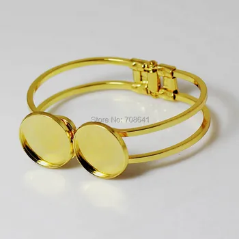 Golden tone Plated Brass Metal Blank Bangle Bases w/ Double Round Bezel Stone Cabochon cuff Bracelet Bangle Settings Findings
Golden tone Plated Brass Metal Blank Bangle Bases w/ Double Round Bezel Stone Cabochon cuff Bracelet Bangle Settings Findings