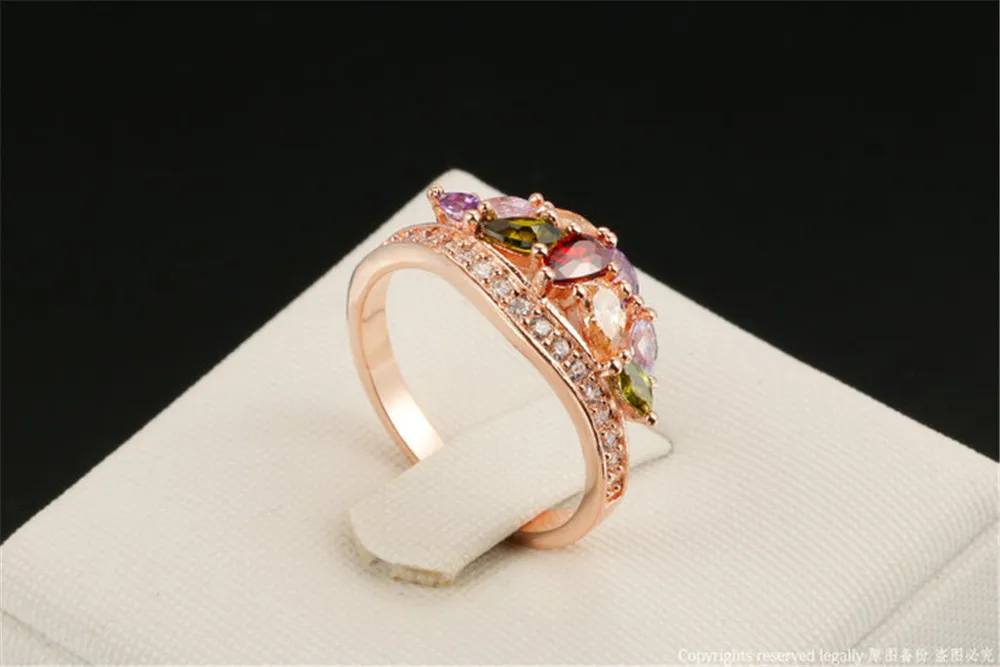 Dodo Exquisite 585 rose golden filled colorful flower ring AAA zircon fashion jewelry for women Party Cocktail rings DR216 (6)
