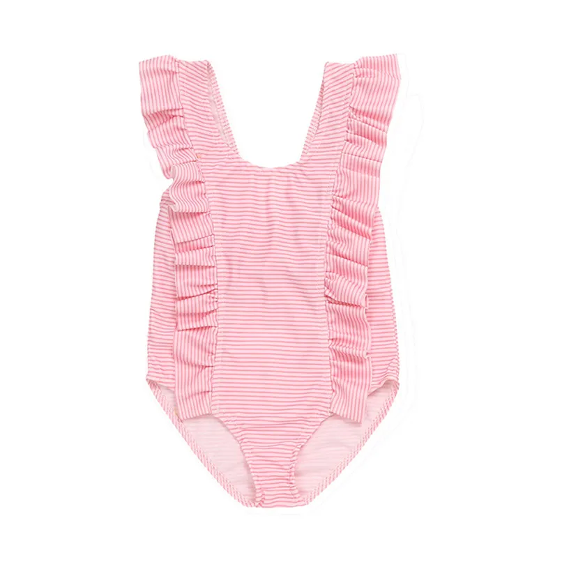 Summer Swimwear for Girls Infant Kids Baby Girls Striped Ruffles Backless One Pieces Swimwear Beach Swimsuit Clothes JE22#F (4)
