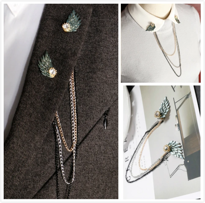 Vintage Angle Wings Brooches Pins Blue Paint Alloy Metal Tassel Chain Brooch Man Woman Suit Shirt Collar Lapel Pin Stage Jewelry
Vintage Angle Wings Brooches Pins Blue Paint Alloy Metal Tassel Chain Brooch Man Woman Suit Shirt Collar Lapel Pin Stage Jewelry