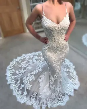 New Sexy Mermaid Wedding Dresses 2020 Spring V-neck Beaded Strap Court Train Lace Bride Dress Gowns Vestido de noiva sereia
New Sexy Mermaid Wedding Dresses 2020 Spring V-neck Beaded Strap Court Train Lace Bride Dress Gowns Vestido de noiva sereia