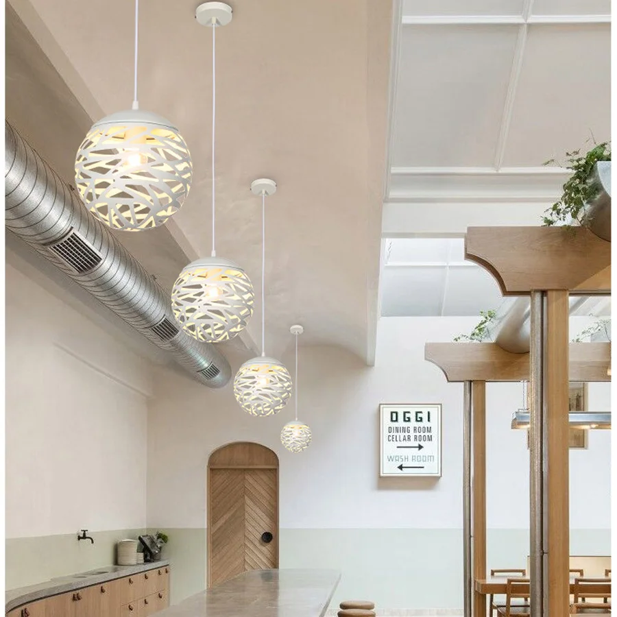 Modern Laser Cut Pendant Light Indoor Decorative Dining Room Pendant Lamp Black White Contemporary Pendant Light (4)
