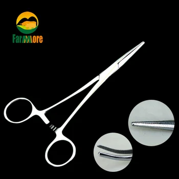 1 Pcs Forceps for Veterinary Hemostatic 7"/6.3"/5.5 Stainless Steel Bent-nose Pliers Surgical Curved Clamp Vet Student Equipment