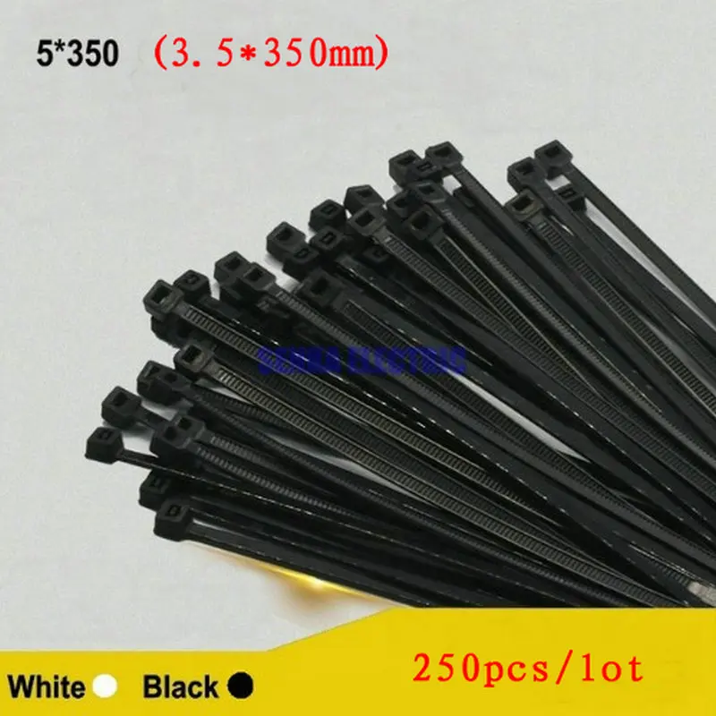 250pcs/lot 5*350 3.6*350mm Nylon Wrap Fastening Cable Tie Black White Organiser Wire Zip Tie
250pcs/lot 5*350 3.6*350mm Nylon Wrap Fastening Cable Tie Black White Organiser Wire Zip Tie
