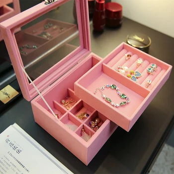 M 2 layers jewelry storage holder box grey pink velvet wood ring earring jewelry storage organizer holder box racks Z1522
M 2 layers jewelry storage holder box grey pink velvet wood ring earring jewelry storage organizer holder box racks Z1522