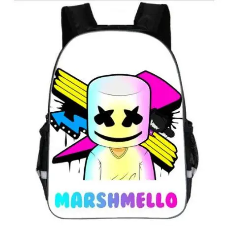 

DJ Marshmello Guy School Bag for Teenager Boys and Girls Kids Personized Schoolbag Marshmallow face Smile Hip-hop Funny Backpack