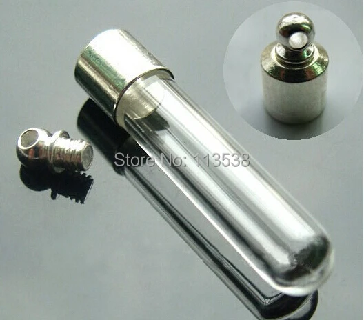 10Pcs 35*6mm Small tube glass wishing bottle handmade art name on rice perfume oil pendant silver planted Screw cap
10Pcs 35*6mm Small tube glass wishing bottle handmade art name on rice perfume oil pendant silver planted Screw cap