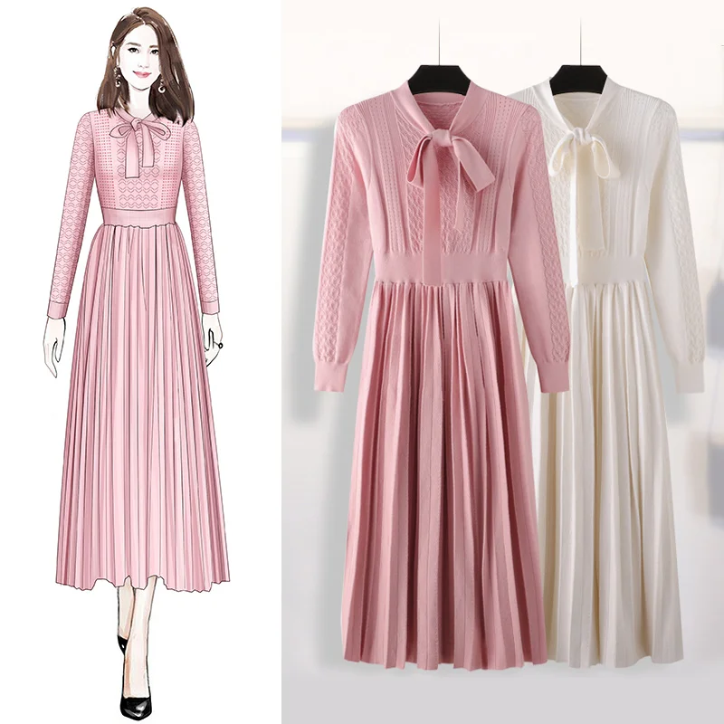 Vestidos Mujer 2019 New Year Cute Sash Bows Long Sleeve Pink Pleated Knitted Dress Elegant OL Women Tunic Mid-Calf Sweater Dress
Vestidos Mujer 2019 New Year Cute Sash Bows Long Sleeve Pink Pleated Knitted Dress Elegant OL Women Tunic Mid-Calf Sweater Dress
