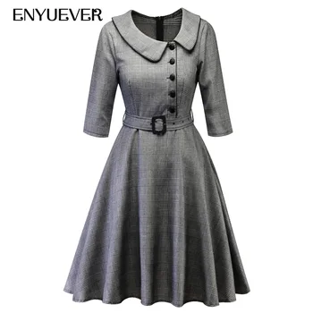 Enyuever Women Winter Dress Vintage 50s Vestidos Casual Office Button Robe Rockabilly Party Half Sleeve Elegant Plaid Dress Belt
Enyuever Women Winter Dress Vintage 50s Vestidos Casual Office Button Robe Rockabilly Party Half Sleeve Elegant Plaid Dress Belt