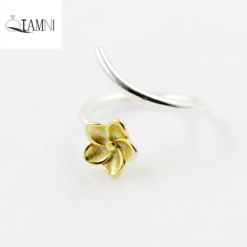 QIAMNI желтая Сакура цветы Открытое кольцо подарок Bijoux Anillos рождественские