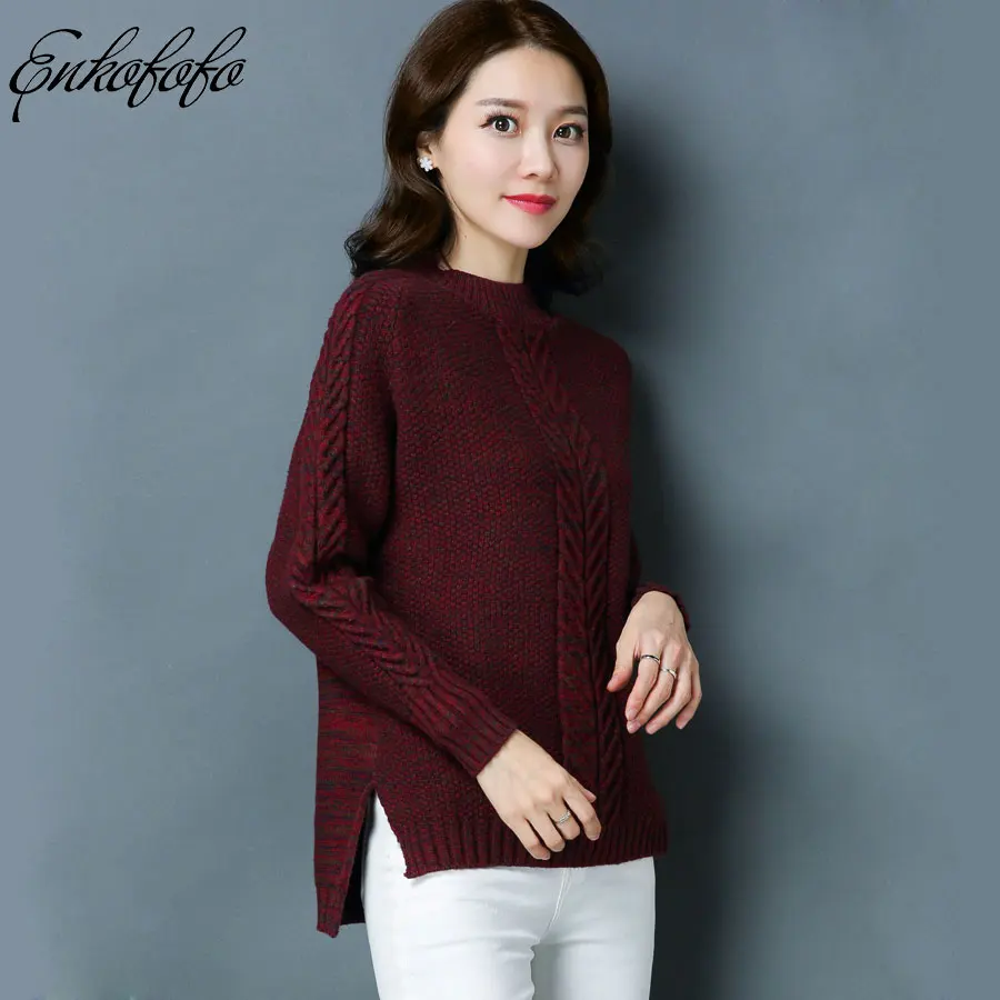 2019 Autumn Winter Sweaters Women's Long Sleeve Solid Color Crew Neck Split Knitting Pullover Thick Warm Wool Sweater Women
2019 Autumn Winter Sweaters Women's Long Sleeve Solid Color Crew Neck Split Knitting Pullover Thick Warm Wool Sweater Women