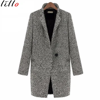 2019 autumn winter women's coat Houndstooth coat windbreaker long section plus size thick section fashion casual wild style
2019 autumn winter women's coat Houndstooth coat windbreaker long section plus size thick section fashion casual wild style