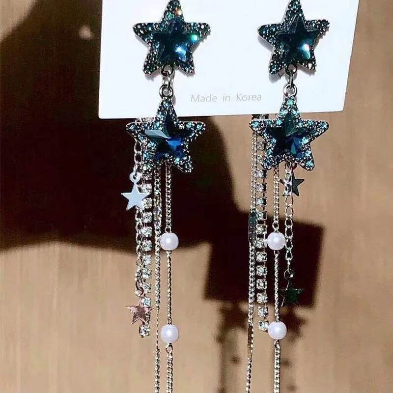 MENGJIQIAO New Korean Crystal Star Tassel Long Drop Earrings For Women Girls Fashion Rhinestone Geometric Pendientes Gifts
MENGJIQIAO New Korean Crystal Star Tassel Long Drop Earrings For Women Girls Fashion Rhinestone Geometric Pendientes Gifts