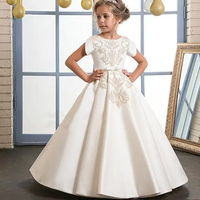 Flower Girl Dresses with Bow Beaded Lace Up Applique Ball Gown First Communion Dress for Girls Customized Vestidos Longo
Flower Girl Dresses with Bow Beaded Lace Up Applique Ball Gown First Communion Dress for Girls Customized Vestidos Longo
