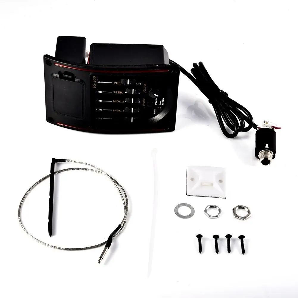 PS-500 5 Band Guitar Piezo Pickup Tuner EQ Preamp Acoustic Guitar Preamplifier EQ Equalizer
PS-500 5 Band Guitar Piezo Pickup Tuner EQ Preamp Acoustic Guitar Preamplifier EQ Equalizer