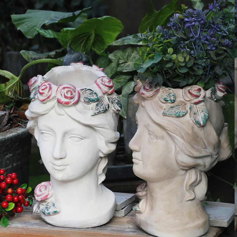 Antique Portrait Cement Sculpture Goddess Art Vase Plant Man Head Flowerpot Home Courtyard Outdoor Retro Vase Crafts Decoration
Antique Portrait Cement Sculpture Goddess Art Vase Plant Man Head Flowerpot Home Courtyard Outdoor Retro Vase Crafts Decoration