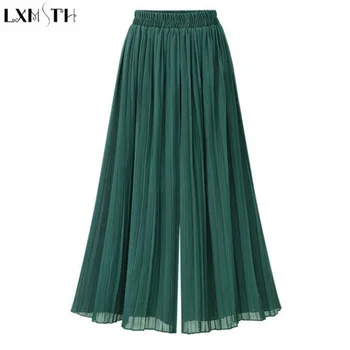 LXMSTH High Waist Wide leg Pants Elegante Fashion Pleated Loose Culotte Women Summer Pants 2019 Elastic Waist Pantalon Mujer
LXMSTH High Waist Wide leg Pants Elegante Fashion Pleated Loose Culotte Women Summer Pants 2019 Elastic Waist Pantalon Mujer