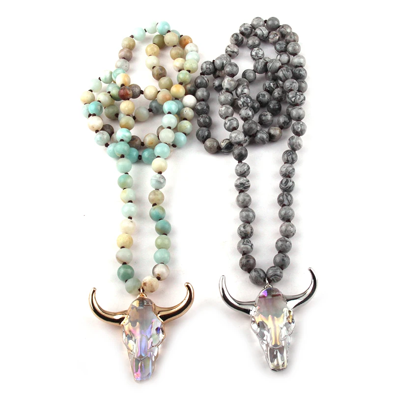 Fashion Bohemian Jewelry Semi Precious Stones Long Knotted Crystal Horn Pendant Necklaces For Women Ethnic Necklace
Fashion Bohemian Jewelry Semi Precious Stones Long Knotted Crystal Horn Pendant Necklaces For Women Ethnic Necklace