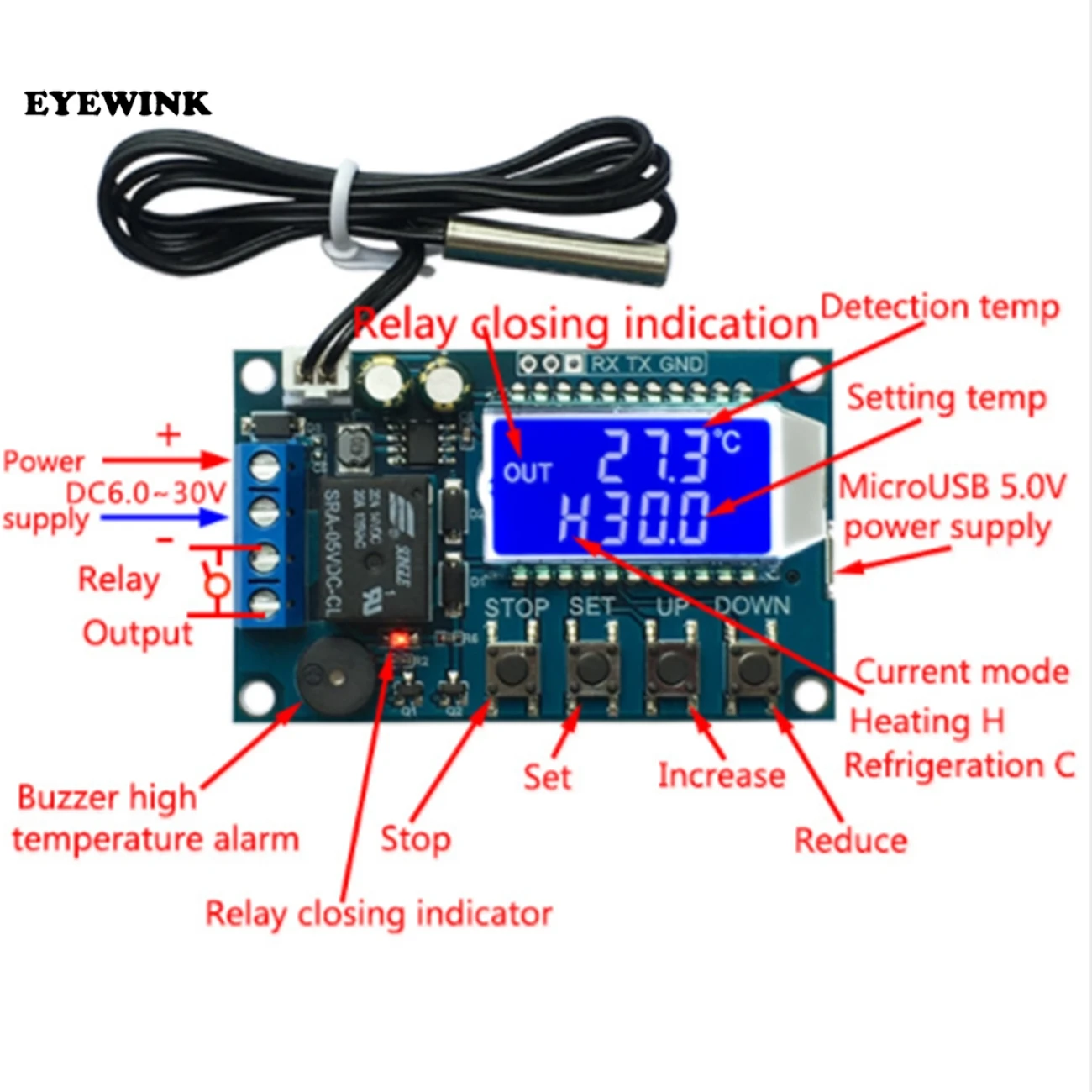 XY-T01 Digital Thermostat Heating Refrigeration Digital temperature control switch temperature controller module
XY-T01 Digital Thermostat Heating Refrigeration Digital temperature control switch temperature controller module