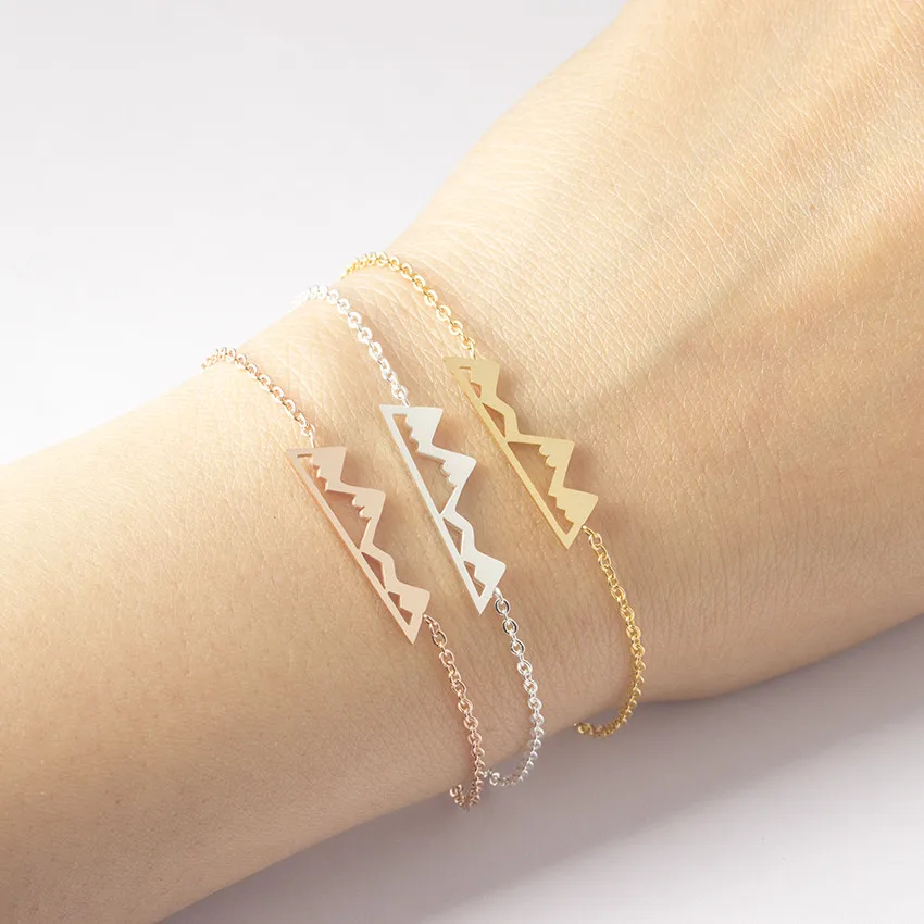 Stainless Steel Silver Mountain Men Bracelet Rose Gold Color Chain Hiking Bracelets For Women Adventure Jewelry Pulseras Mujer
Stainless Steel Silver Mountain Men Bracelet Rose Gold Color Chain Hiking Bracelets For Women Adventure Jewelry Pulseras Mujer