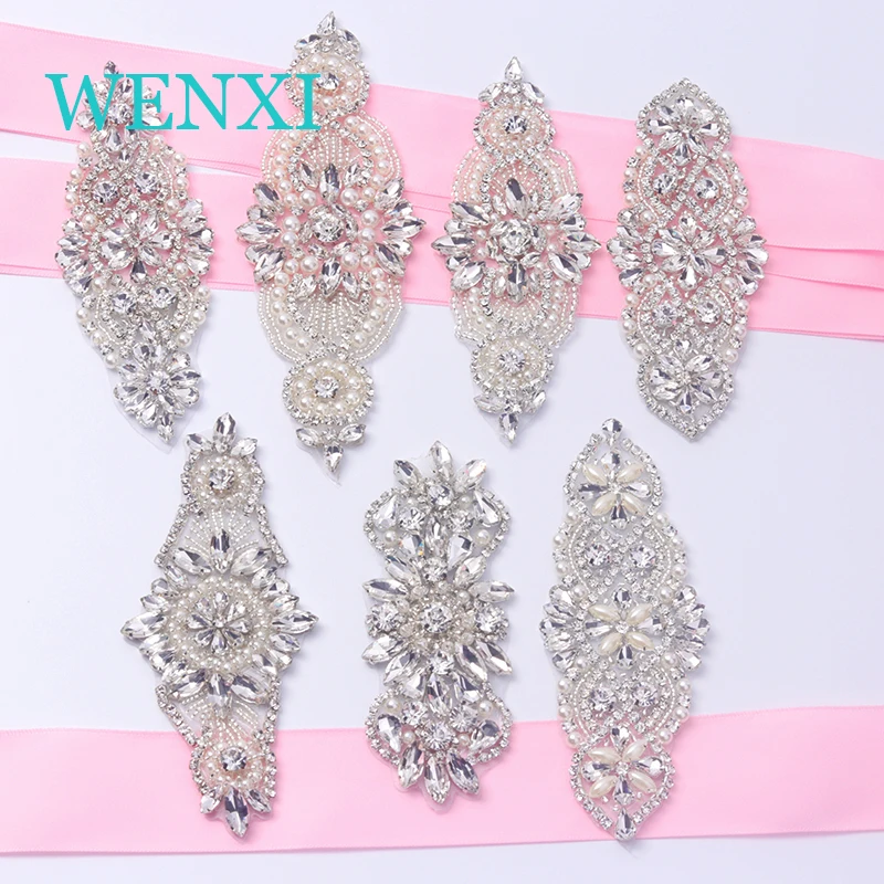 WENXI Craft (5 PCS) Wholesale Silver Pearl Rhinestone Appliques Sewing On Wedding Dress Belt DIY Bridal Accessory
WENXI Craft (5 PCS) Wholesale Silver Pearl Rhinestone Appliques Sewing On Wedding Dress Belt DIY Bridal Accessory