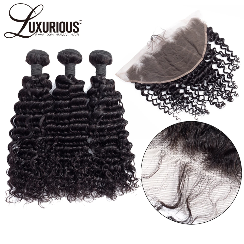 Peruvian Remy Hair Deep Wave Hair Weaving With 13x6 Lace Frontal Free Part Bleached Knots Natural Color 4 PCS / Lot Human Hair
Peruvian Remy Hair Deep Wave Hair Weaving With 13x6 Lace Frontal Free Part Bleached Knots Natural Color 4 PCS / Lot Human Hair