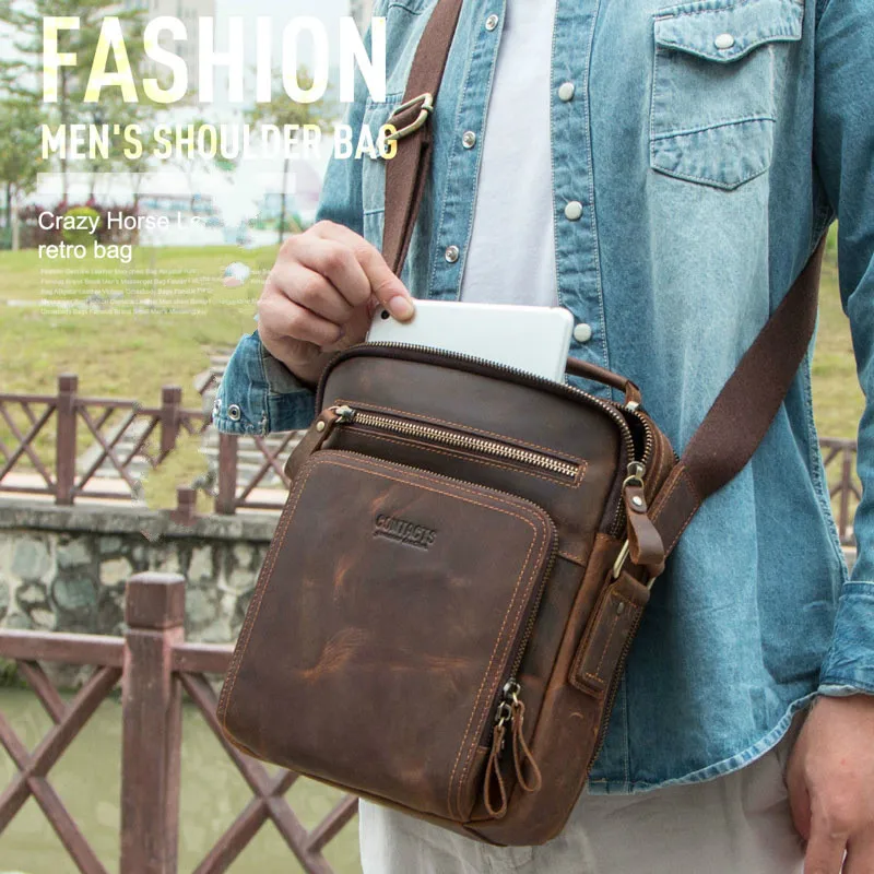 New Genuine Leather Men's Shoulder Bag Crazy Horse Leather Crossbody Bag Business Casual Men's Cow Leather Bag Briefcase
New Genuine Leather Men's Shoulder Bag Crazy Horse Leather Crossbody Bag Business Casual Men's Cow Leather Bag Briefcase