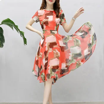 Summer Print Chiffon Boho Sundress Casual Dress Elegant Women Beach Pleated Dresses Vestidos
Summer Print Chiffon Boho Sundress Casual Dress Elegant Women Beach Pleated Dresses Vestidos