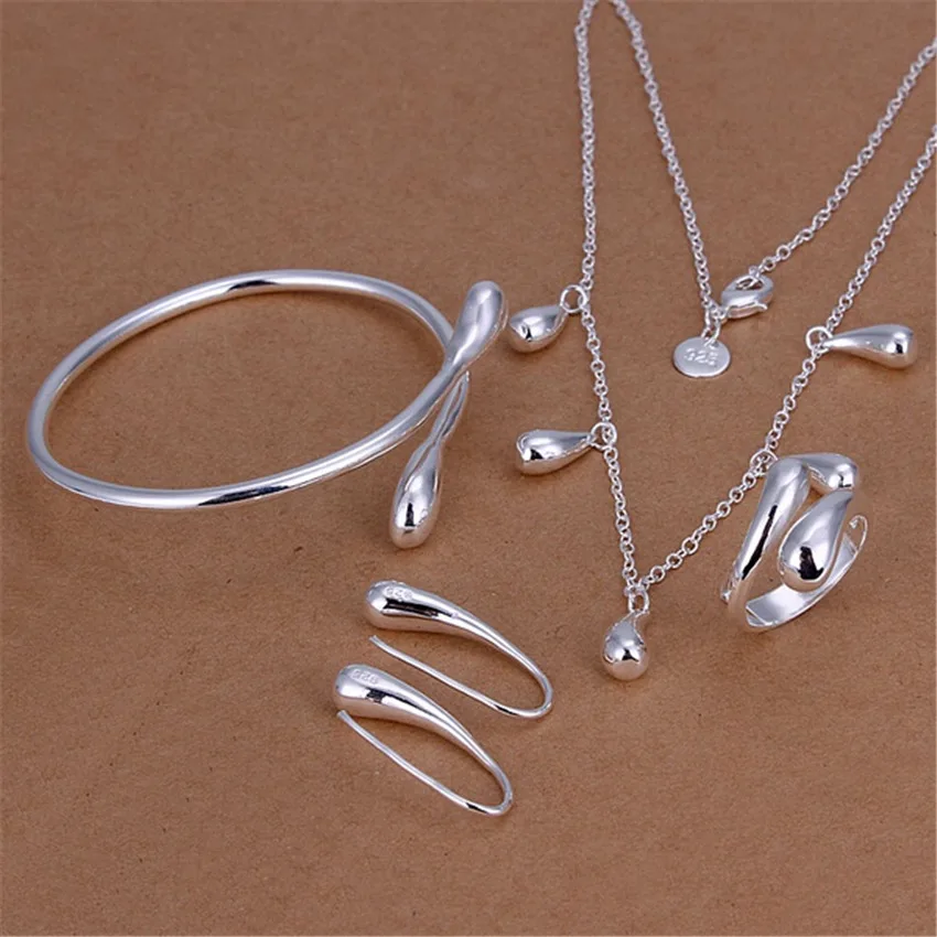 Hot silver plated jewelry set high quality temperament classic water drops pendant necklace bracelet ring earrings S219
Hot silver plated jewelry set high quality temperament classic water drops pendant necklace bracelet ring earrings S219