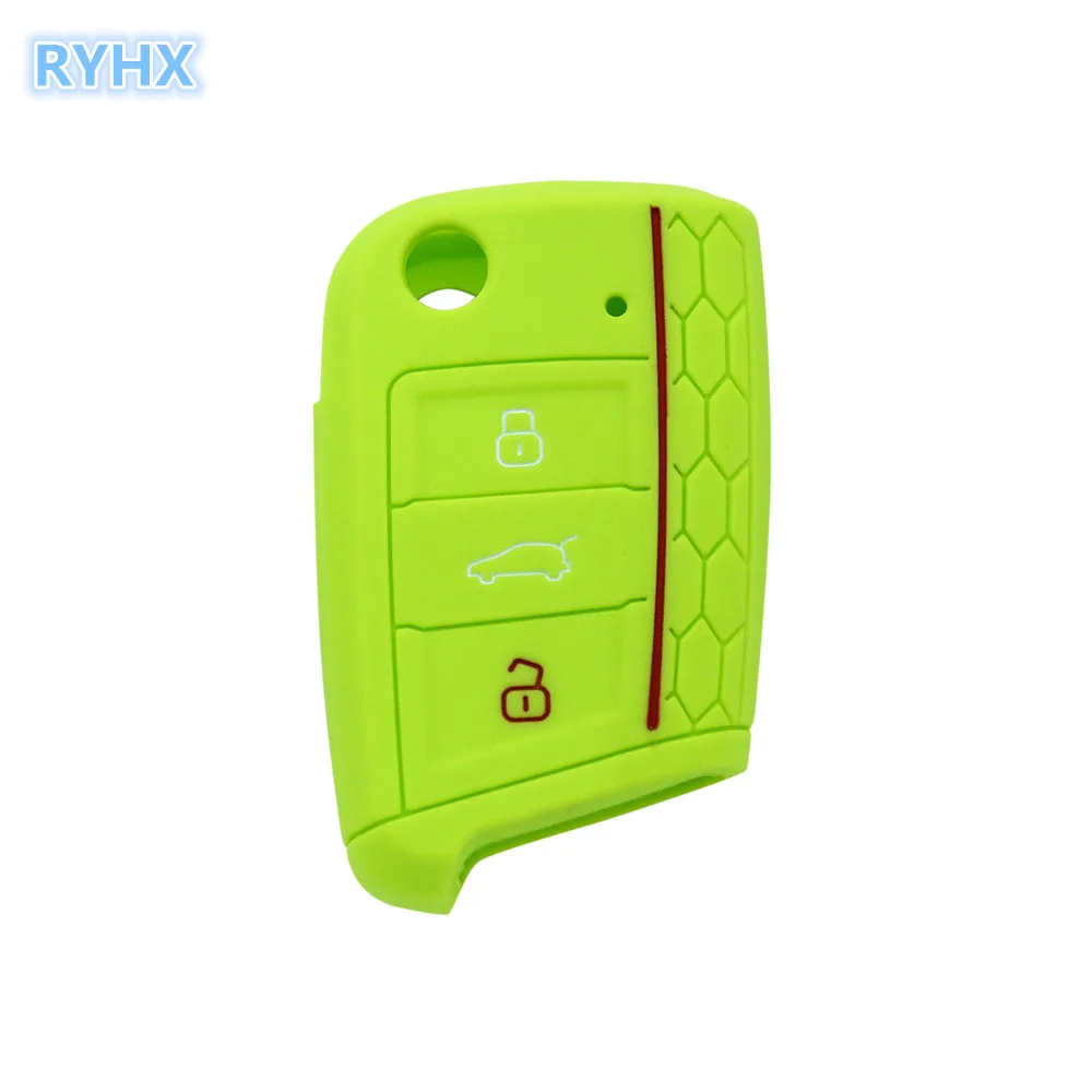 2019 Wholesale accept free shipping 3 buttons Silicone car key cover protector suitable for Volkswagen Golf 7 mk7 Skoda | Автомобили и