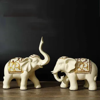 

European-style modern decorations lucky elephant ornaments Feng Shui like pair of Fortune Wang Choi small elephant wine cabine