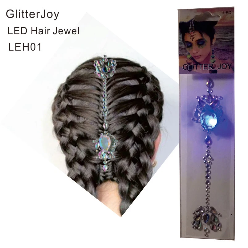 LEH01 1 PC LED Flashing Light Hair Jewel Sticker of Festival Fashion best for festival Makeup |