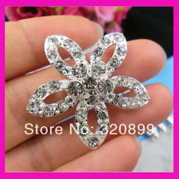 2017 Новинка! Лидер продаж! 30 мм цветок Rhineston брошь для приглашение на свадьбу 100