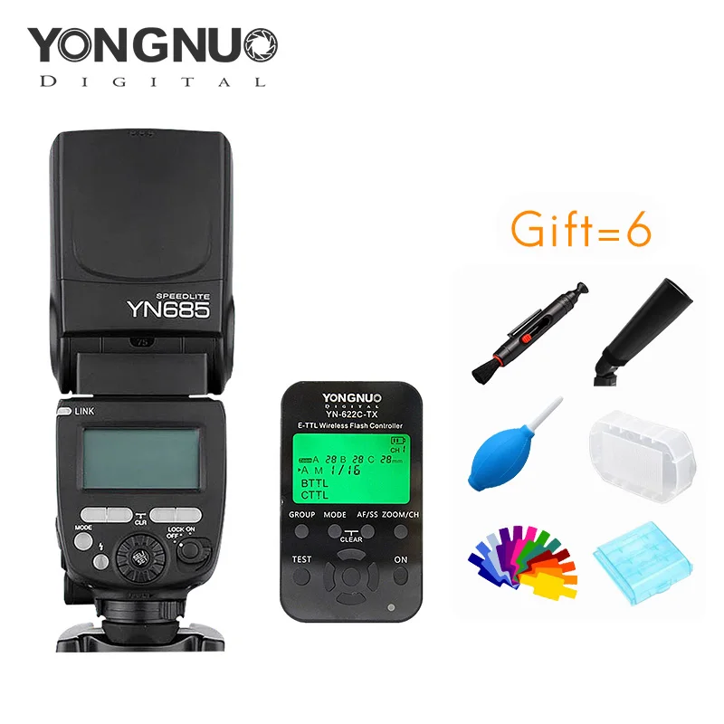 YONGNUO YN685+YN622TX Kit GN60 2.4G System ETTL 1/8000s HSS Wireless Flash Speedlite with Slave for Canon or Nikon
YONGNUO YN685+YN622TX Kit GN60 2.4G System ETTL 1/8000s HSS Wireless Flash Speedlite with Slave for Canon or Nikon