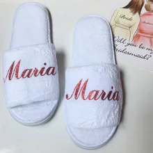 1 pairs lot fertigte gute qualität flanell samt Hochzeit henne bachelorette party geschenk hausschuhe braut brautjungfer geschenke(China)