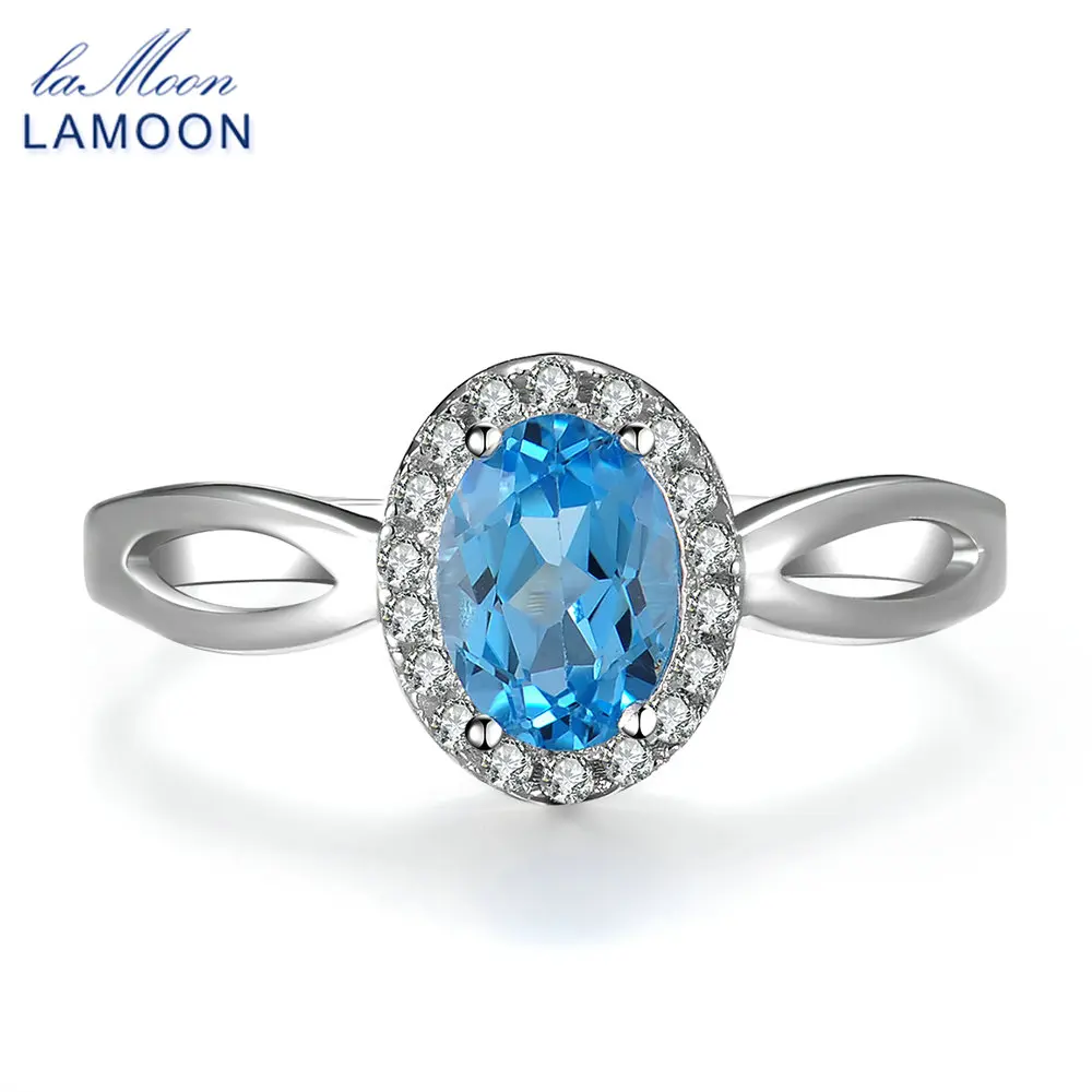 Женское Обручальное кольцо из стерлингового серебра 925 пробы с топазом LAMOON