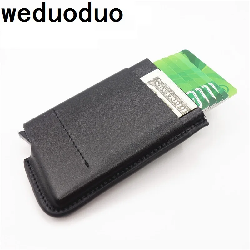 

Weduoduo 2019 New Style Genuine Leather Card Cases Anti-theft RFID Credit Card Holder Pop Up Card Automatically Luxury Gift
