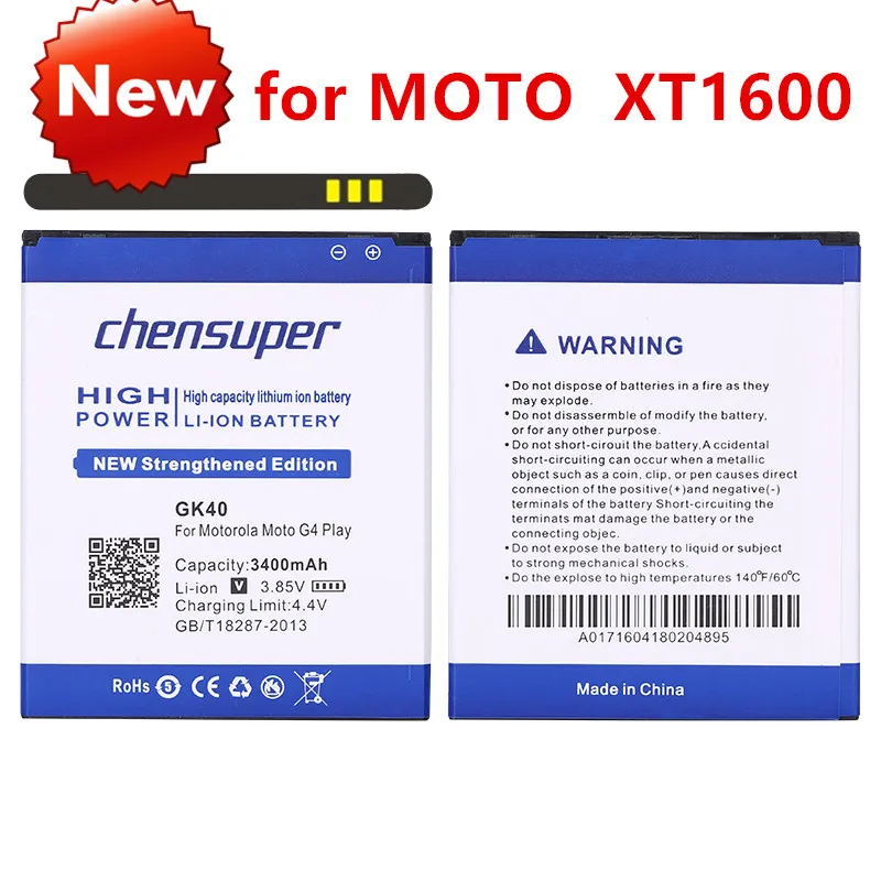 3400mah GK40 / MOT1609BAT / M0T1609BAT Battery for MOTOROLA MOTO G4 Battery PLAY XT1607 XT1609 XT1600 Batteries
3400mah GK40 / MOT1609BAT / M0T1609BAT Battery for MOTOROLA MOTO G4 Battery PLAY XT1607 XT1609 XT1600 Batteries