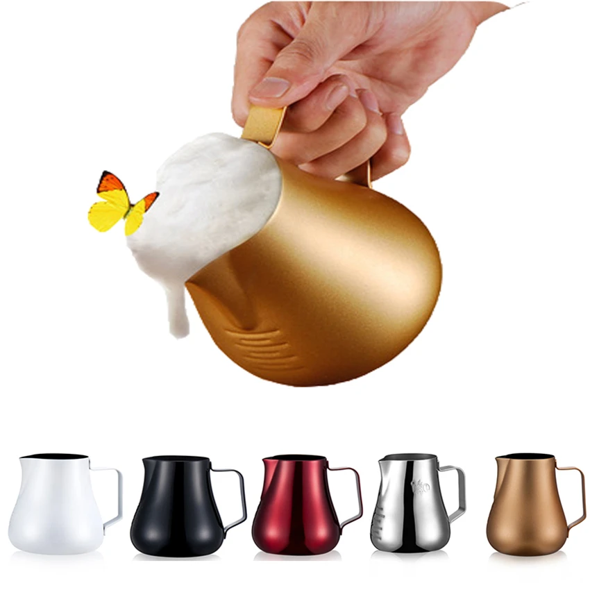 600ml Stainless Steel Frothing Pitcher Pull Flower Cup Espresso Teflon Stainless Steel Coffee Jug Milk Frothers Mug Coffee Tools
600ml Stainless Steel Frothing Pitcher Pull Flower Cup Espresso Teflon Stainless Steel Coffee Jug Milk Frothers Mug Coffee Tools