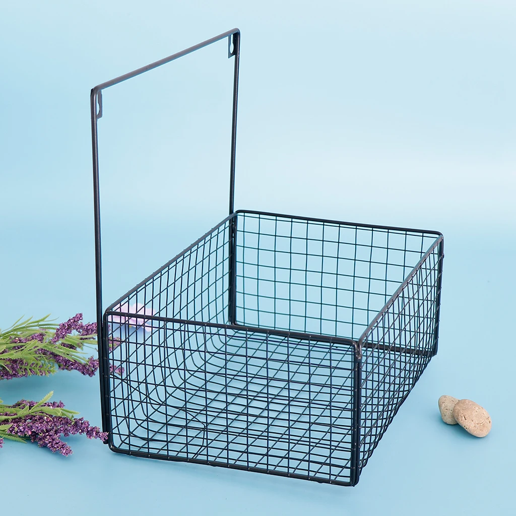 Nordic Iron Wire Hanging Storage Basket Wall Display Storage Box Basket Multifunction Mesh Wire Metal Wall Shelf Storage Holder