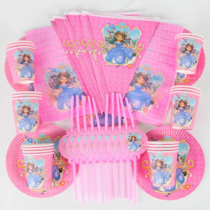 90pcs/lot Princess Sofia Birthday Party Paper Cup Plate Napkin Banner Straw Tableware Set Baby Shower Party Supplies
90pcs/lot Princess Sofia Birthday Party Paper Cup Plate Napkin Banner Straw Tableware Set Baby Shower Party Supplies